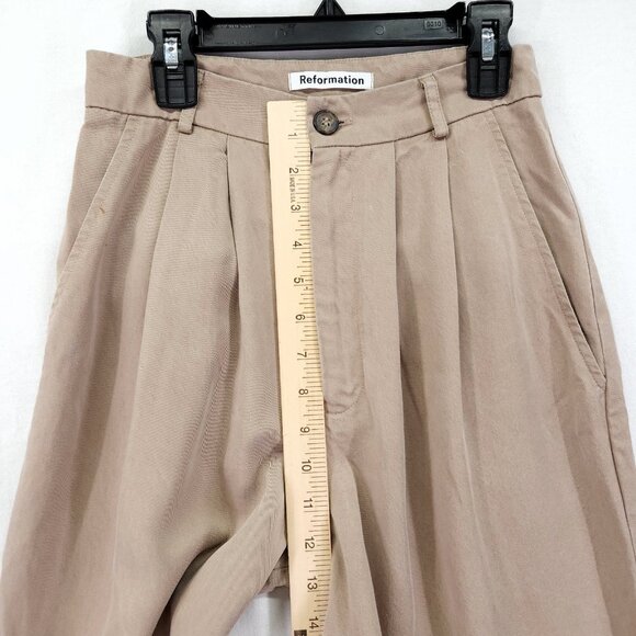 Reformation Mason Pleated Pants Size 0 Wide Leg Trouser 31" - Picture 9 of 16